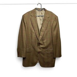 Vintage Southwick 70s Style Preppy Brown Green Plaid Blazer Medium Dark Academia